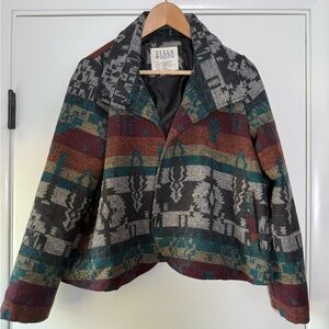 Billabong Southwestern Serape Inspired Jacket - Black Gray Teal Red Orange Small